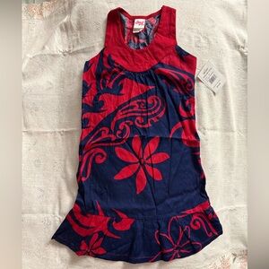Red and Blue Floral Sleeveless Dress